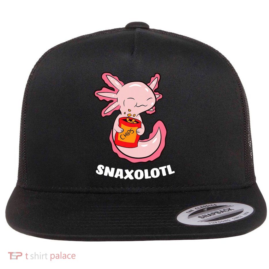 Cute Axolotl Lover Snaxolotl Kawaii Axolotl Food Sweets  Flatbill Hat