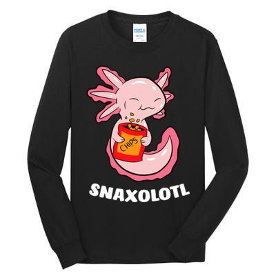Cute Axolotl Lover Snaxolotl Kawaii Axolotl Food Sweets  Tall Long Sleeve T-Shirt