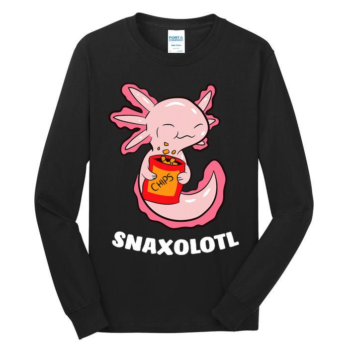 Cute Axolotl Lover Snaxolotl Kawaii Axolotl Food Sweets  Tall Long Sleeve T-Shirt