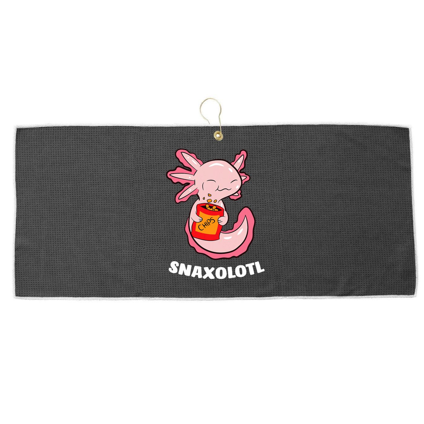 Cute Axolotl Lover Snaxolotl Kawaii Axolotl Food Sweets  Large Microfiber Waffle Golf Towel