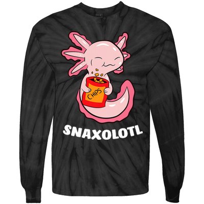 Cute Axolotl Lover Snaxolotl Kawaii Axolotl Food Sweets  Tie-Dye Long Sleeve Shirt
