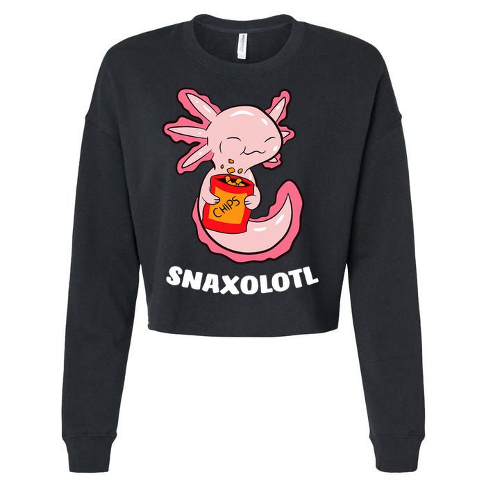 Cute Axolotl Lover Snaxolotl Kawaii Axolotl Food Sweets  Cropped Pullover Crew