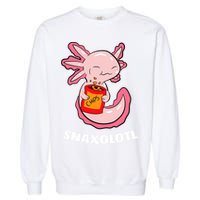 Cute Axolotl Lover Snaxolotl Kawaii Axolotl Food Sweets  Garment-Dyed Sweatshirt