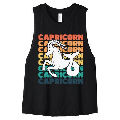 Capricorn  Afro Locs  Zodiac Signs Birthday Girls Women's Racerback Cropped Tank