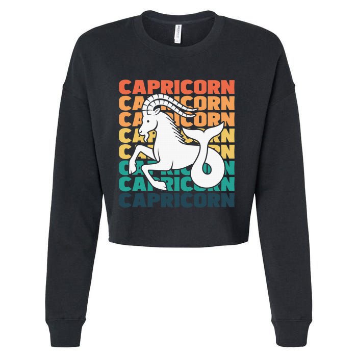 Capricorn  Afro Locs  Zodiac Signs Birthday Girls Cropped Pullover Crew