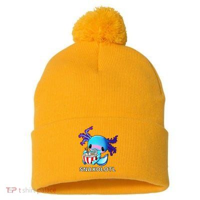 Cute Axolotl Lover Blue Snaxolotl Eating Ra Kawaii Anime  Pom Pom 12in Knit Beanie
