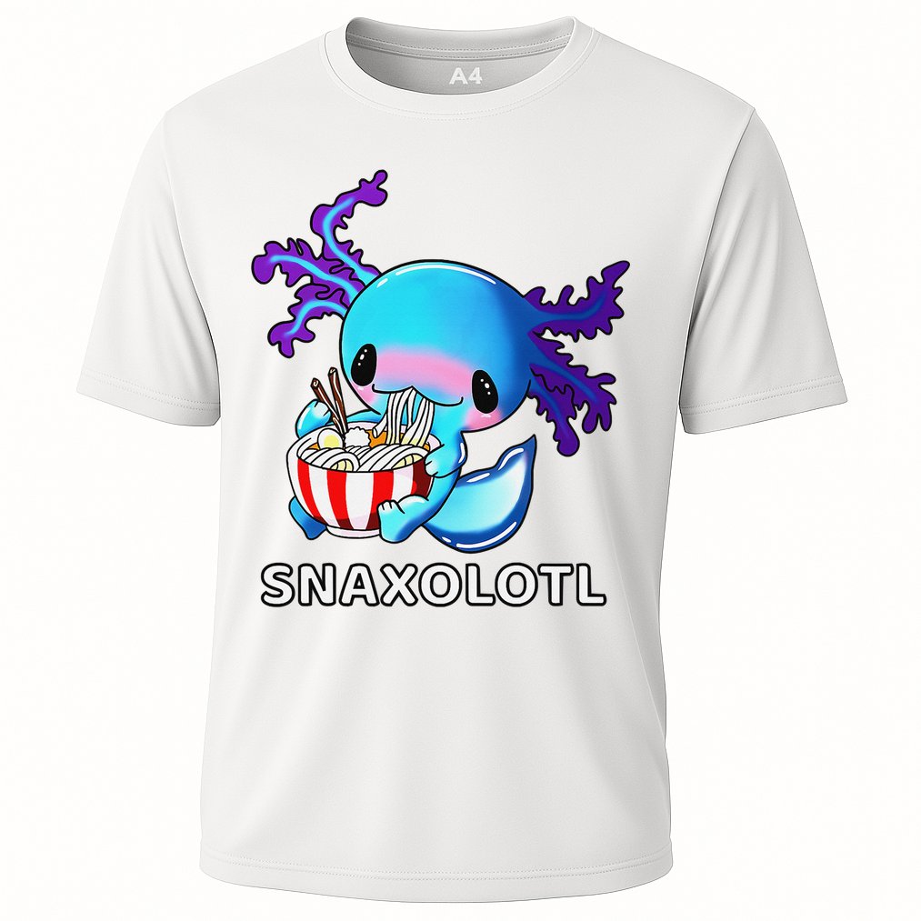Cute Axolotl Lover Blue Snaxolotl Eating Ra Kawaii Anime  Cooling Performance Crew T-Shirt