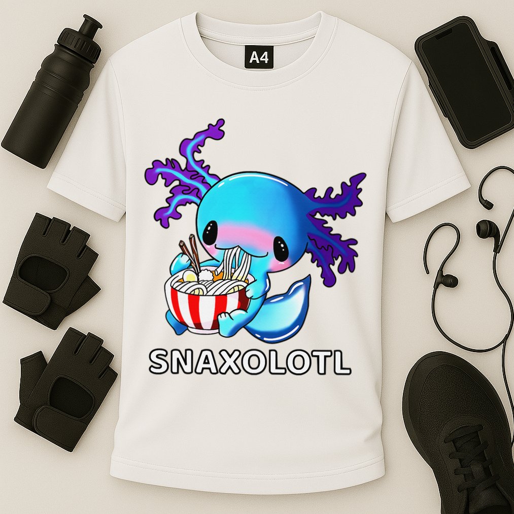 Cute Axolotl Lover Blue Snaxolotl Eating Ra Kawaii Anime  Cooling Performance Crew T-Shirt