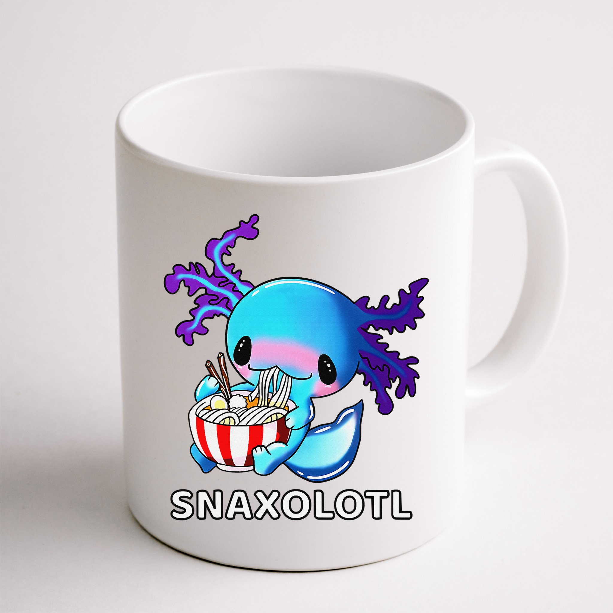 Cute Axolotl Lover Blue Snaxolotl Eating Ra Kawaii Anime  Mug
