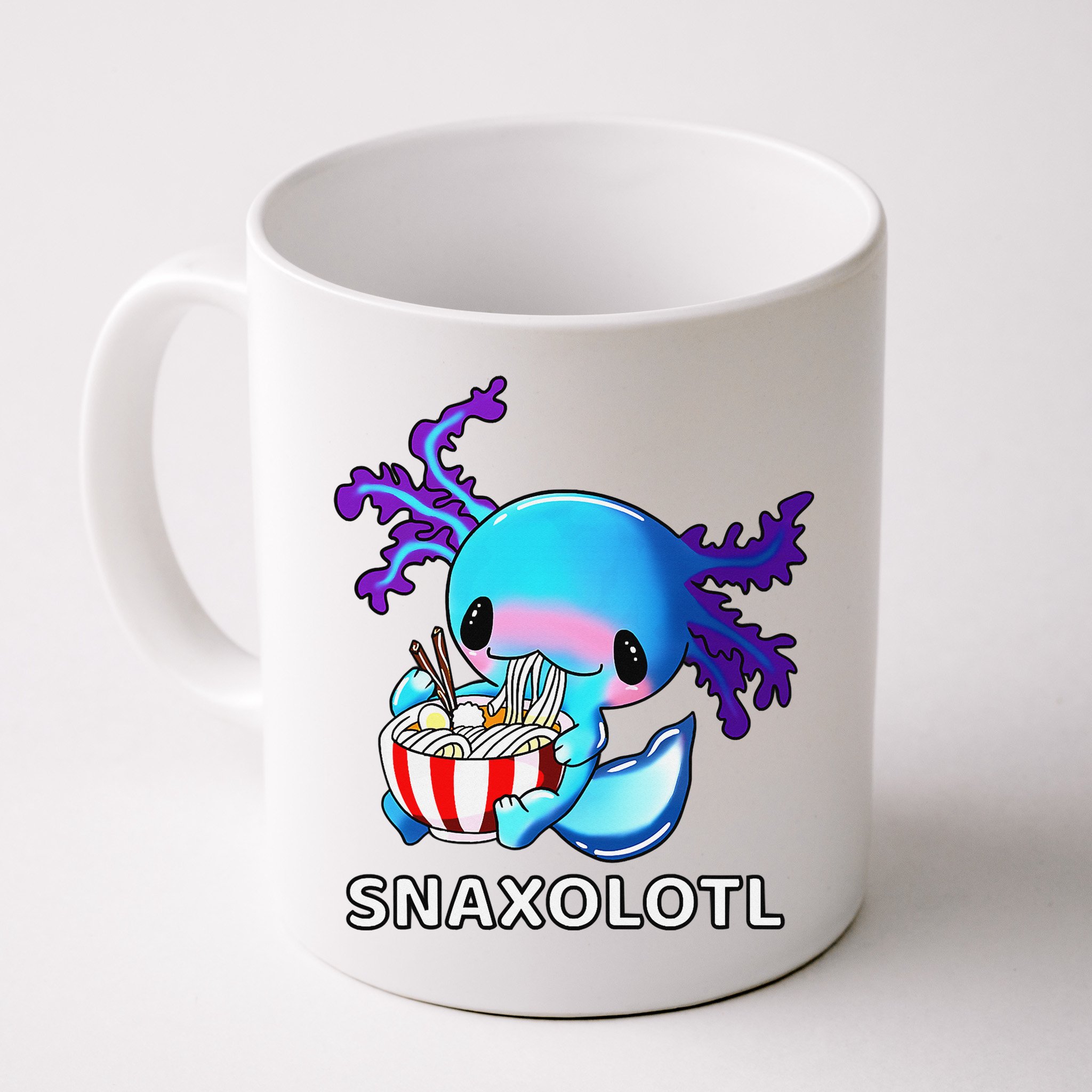 Cute Axolotl Lover Blue Snaxolotl Eating Ra Kawaii Anime  Mug