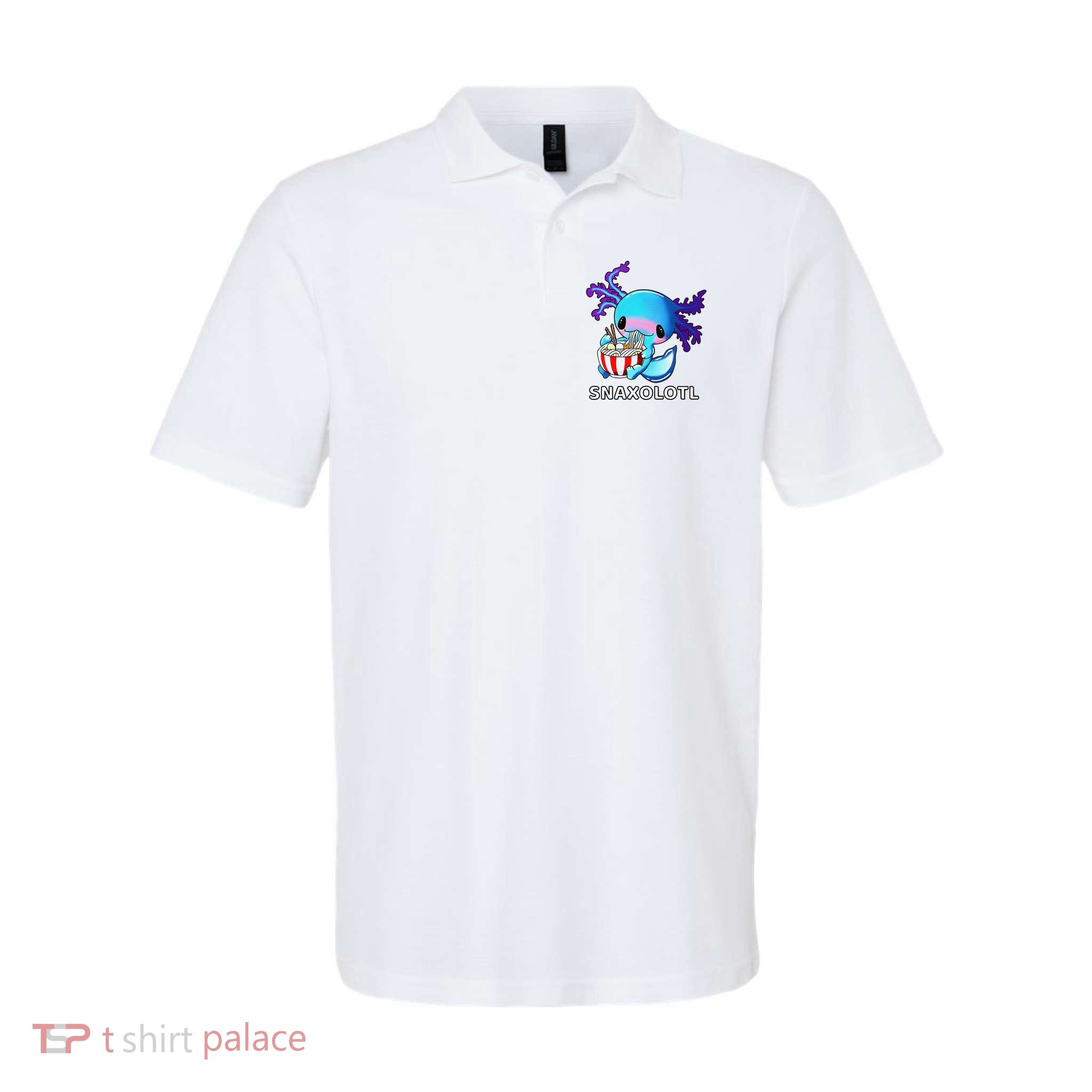 Cute Axolotl Lover Blue Snaxolotl Eating Ra Kawaii Anime  Polo