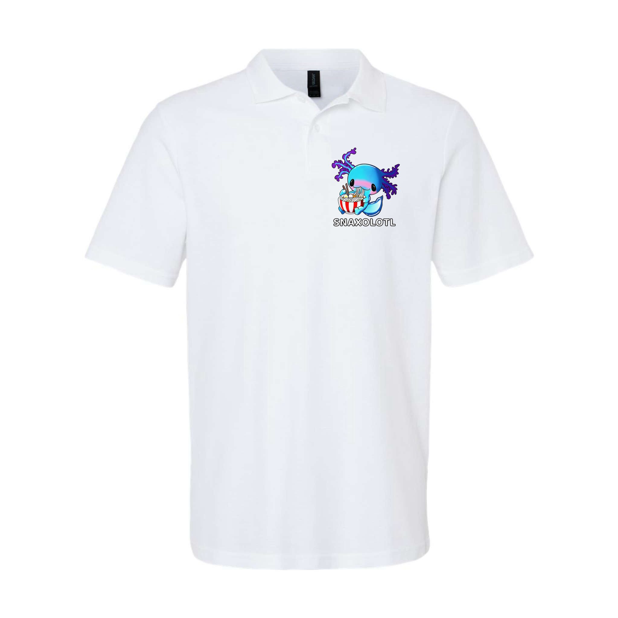 Cute Axolotl Lover Blue Snaxolotl Eating Ra Kawaii Anime  Polo