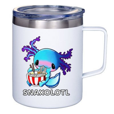 Cute Axolotl Lover Blue Snaxolotl Eating Ra Kawaii Anime  12oz Stainless Steel Coffee Mug