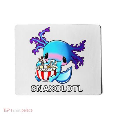 Cute Axolotl Lover Blue Snaxolotl Eating Ra Kawaii Anime  Mousepad
