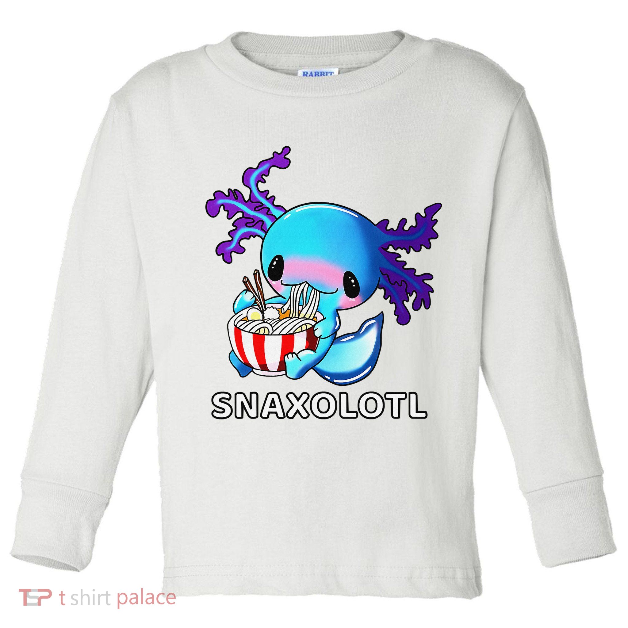 Cute Axolotl Lover Blue Snaxolotl Eating Ra Kawaii Anime  Toddler Long Sleeve Shirt