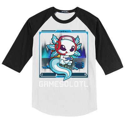 Cute Axolotl Lover Gamesalotl Gaming Axolotl Kids Colorblock Raglan Jersey