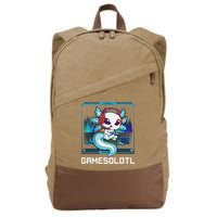 Cute Axolotl Lover Gamesalotl Gaming Axolotl Cotton Canvas Backpack