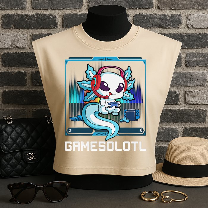 Cute Axolotl Lover Gamesalotl Gaming Axolotl Garment-Dyed Women's Muscle Tee