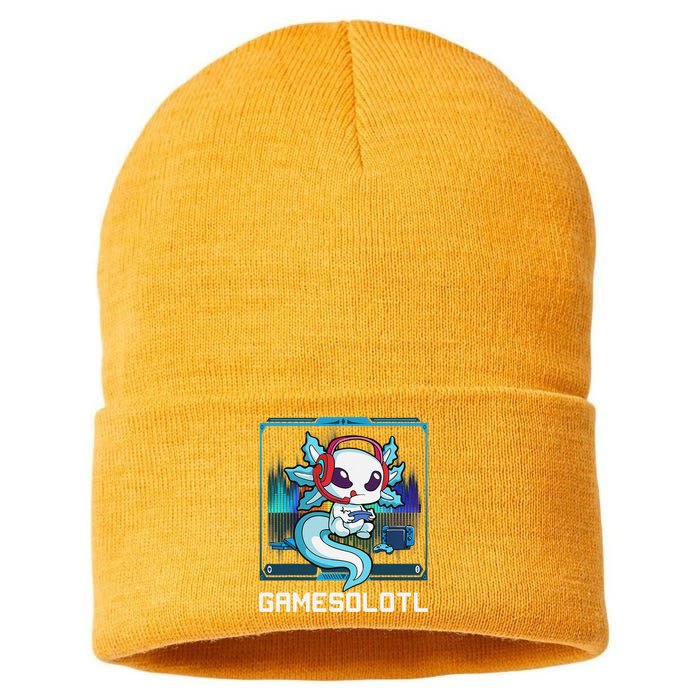 Cute Axolotl Lover Gamesalotl Gaming Axolotl Sustainable Knit Beanie