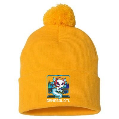 Cute Axolotl Lover Gamesalotl Gaming Axolotl Pom Pom 12in Knit Beanie