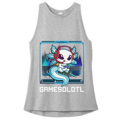Cute Axolotl Lover Gamesalotl Gaming Axolotl Ladies PosiCharge Tri-Blend Wicking Tank