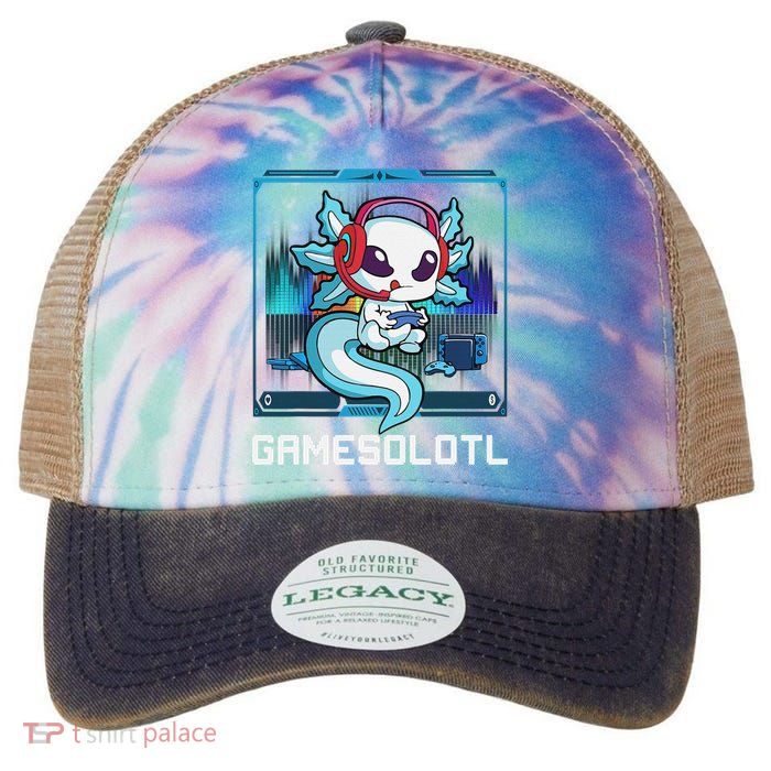 Cute Axolotl Lover Gamesalotl Gaming Axolotl Legacy Tie Dye Trucker Hat