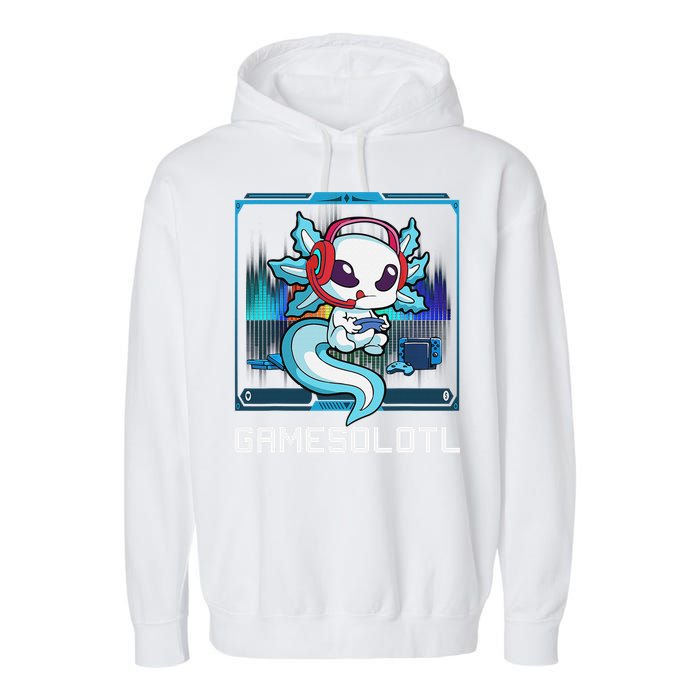 Cute Axolotl Lover Gamesalotl Gaming Axolotl Garment-Dyed Fleece Hoodie