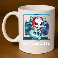 Cute Axolotl Lover Gamesalotl Gaming Axolotl 11oz C Handle Ceramic Mug