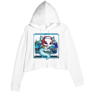 Cute Axolotl Lover Gamesalotl Gaming Axolotl Crop Fleece Hoodie