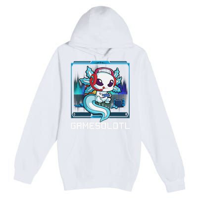 Cute Axolotl Lover Gamesalotl Gaming Axolotl Premium Pullover Hoodie