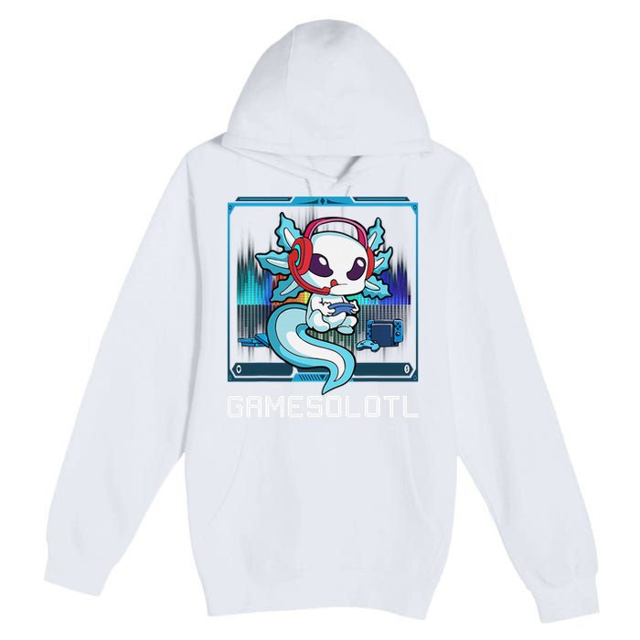 Cute Axolotl Lover Gamesalotl Gaming Axolotl Premium Pullover Hoodie
