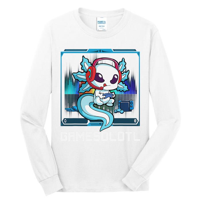 Cute Axolotl Lover Gamesalotl Gaming Axolotl Tall Long Sleeve T-Shirt