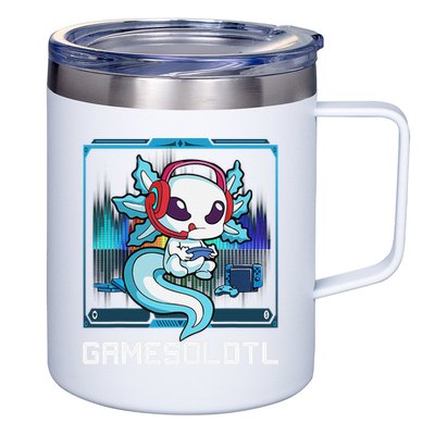 Cute Axolotl Lover Gamesalotl Gaming Axolotl 12oz Stainless Steel Coffee Mug