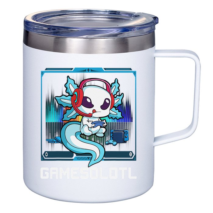 Cute Axolotl Lover Gamesalotl Gaming Axolotl 12oz Stainless Steel Coffee Mug
