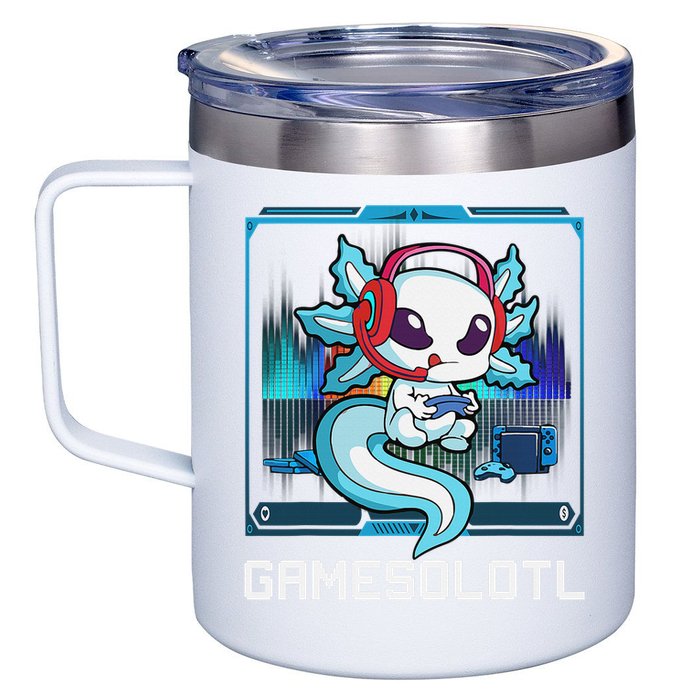 Cute Axolotl Lover Gamesalotl Gaming Axolotl 12oz Stainless Steel Coffee Mug
