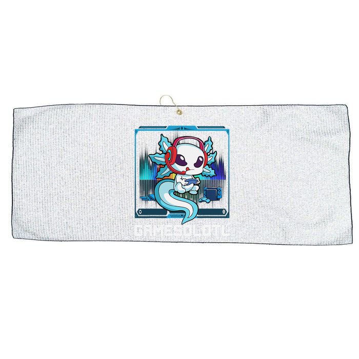 Cute Axolotl Lover Gamesalotl Gaming Axolotl Large Microfiber Waffle Golf Towel