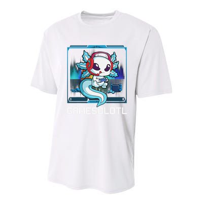 Cute Axolotl Lover Gamesalotl Gaming Axolotl Youth Performance Sprint T-Shirt