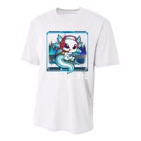 Cute Axolotl Lover Gamesalotl Gaming Axolotl Youth Performance Sprint T-Shirt