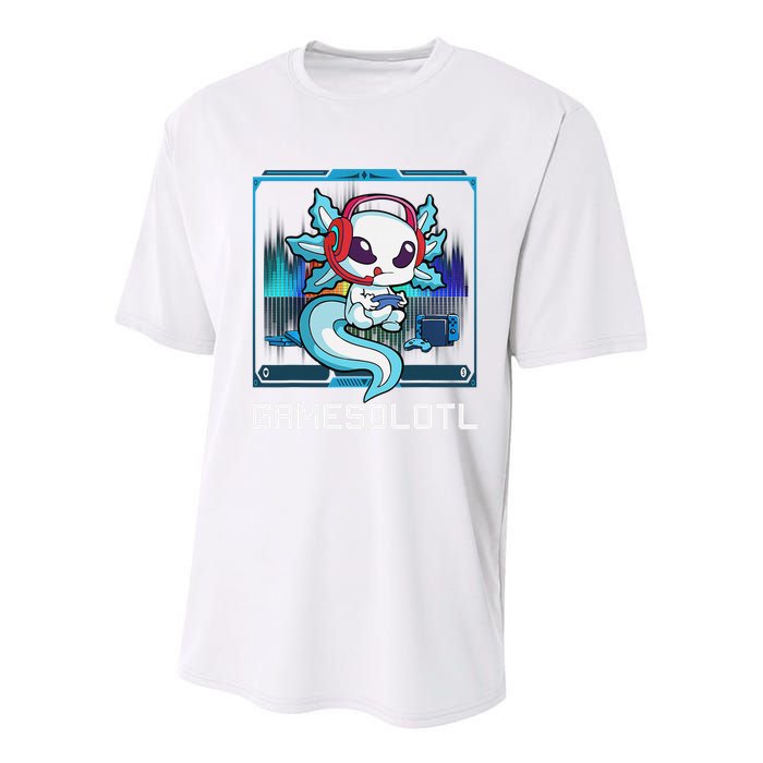 Cute Axolotl Lover Gamesalotl Gaming Axolotl Youth Performance Sprint T-Shirt