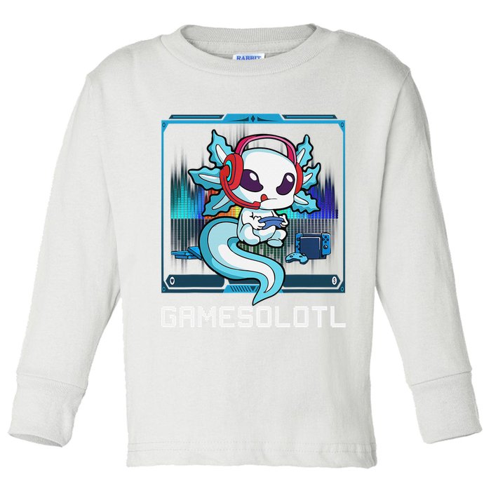 Cute Axolotl Lover Gamesalotl Gaming Axolotl Toddler Long Sleeve Shirt