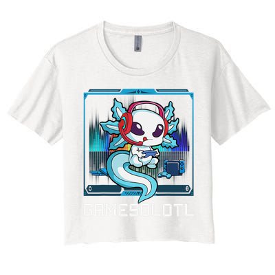 Cute Axolotl Lover Gamesalotl Gaming Axolotl Crop Top