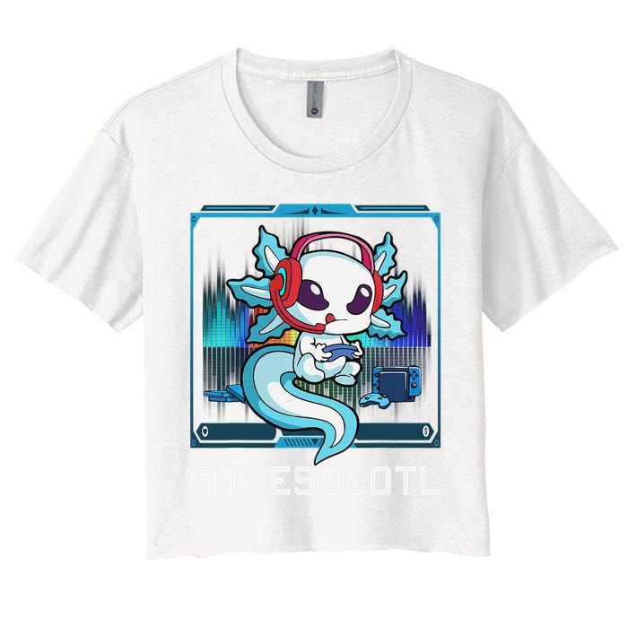 Cute Axolotl Lover Gamesalotl Gaming Axolotl Crop Top