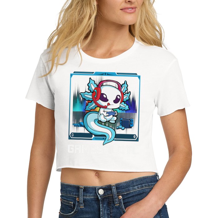 Cute Axolotl Lover Gamesalotl Gaming Axolotl Crop Top