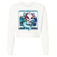 Cute Axolotl Lover Gamesalotl Gaming Axolotl Cropped Pullover Crew