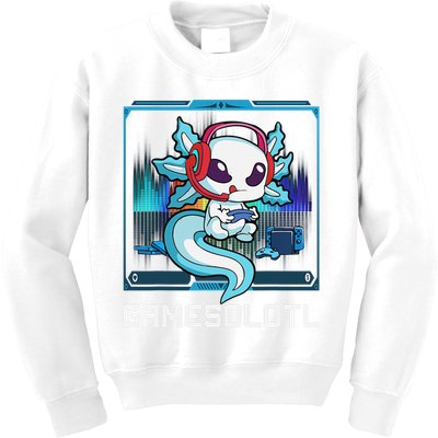 Cute Axolotl Lover Gamesalotl Gaming Axolotl Kids Sweatshirt