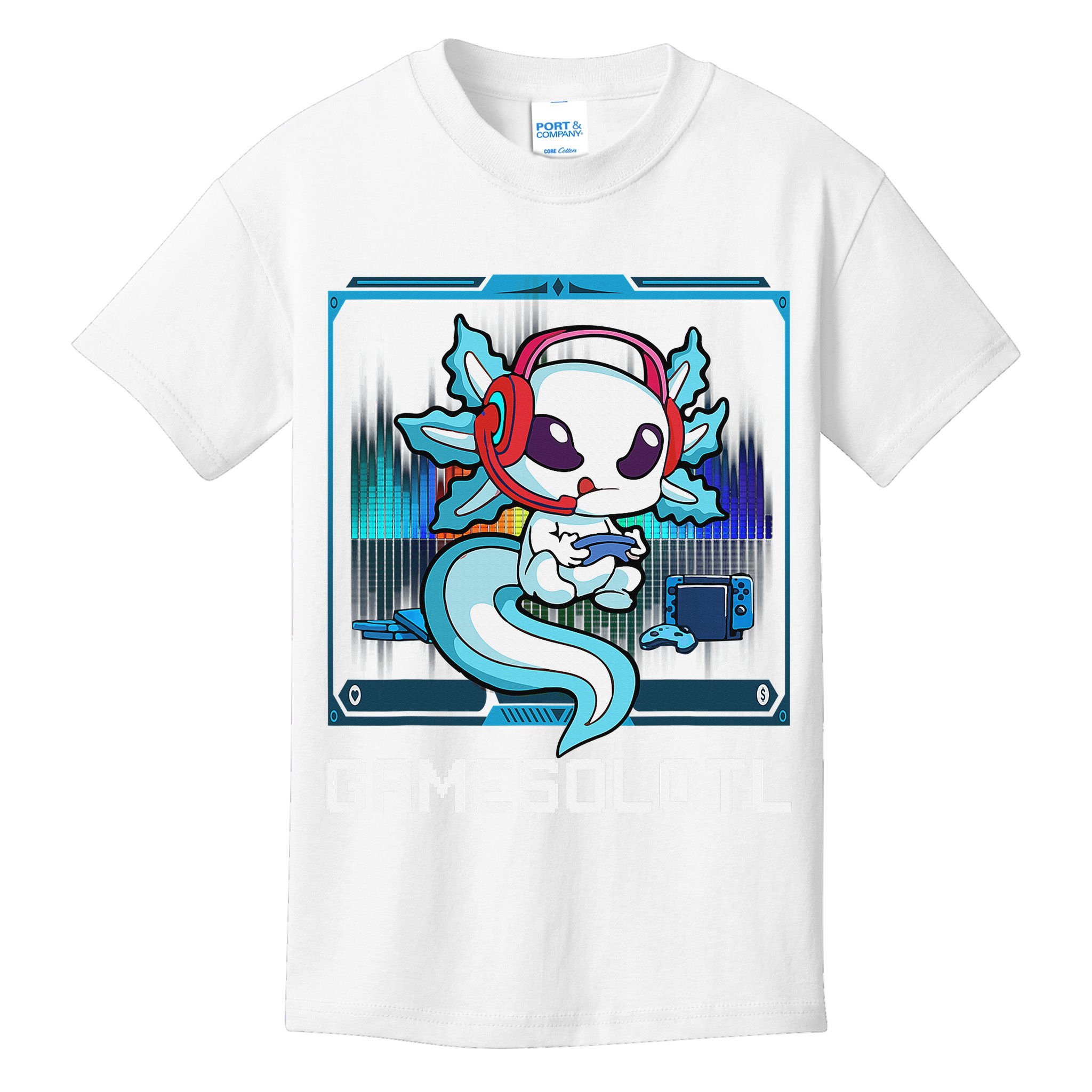 Cute Axolotl Lover Gamesalotl Gaming Axolotl Kids T-Shirt