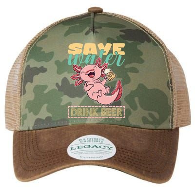 Cute Axolotl Lover Funny Animal Quote Save Water Beer Gift Legacy Tie Dye Trucker Hat