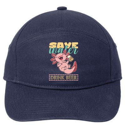 Cute Axolotl Lover Funny Animal Quote Save Water Beer Gift 7-Panel Snapback Hat