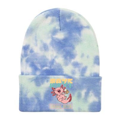 Cute Axolotl Lover Funny Animal Quote Save Water Beer Gift Tie Dye 12in Knit Beanie