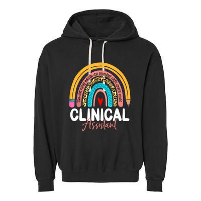 Clinical Assistant Leopard Rainbow Healthcare Doctor Clinic Gift Garment-Dyed Fleece Hoodie